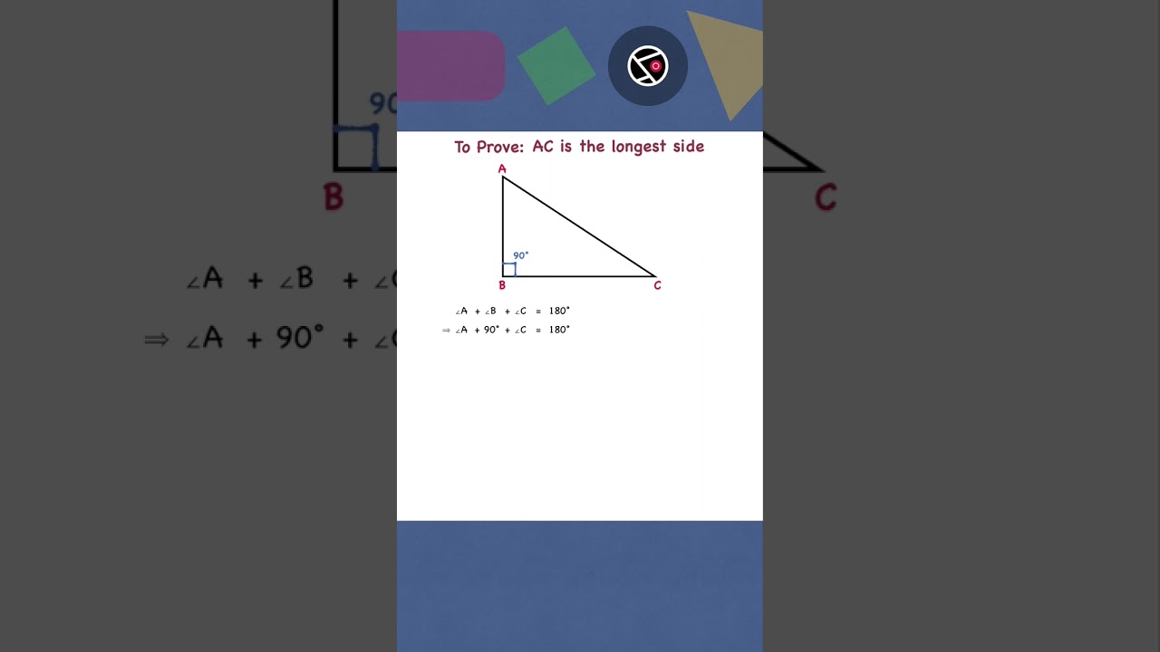 Proof: The hypotenuse is the longest side in a right angled triangle. #righttriangle #geometry