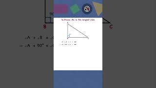 Proof: The hypotenuse is the longest side in a right angled triangle.  #righttriangle #geometry