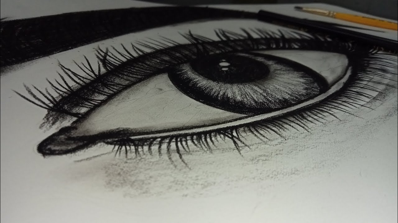 how to draw realistic eye using charcoal pencil ️📝 - YouTube