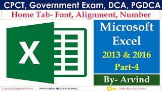 4 MS Excel 2013/2016- Home Tab- Font, Alignment, Number by Arvind screenshot 4