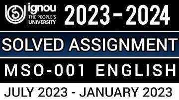 MSO-001 SOLVED ASSIGNMENT 2023-24 | MSO-001 SOLVED ASSIGNMENT 2023-24 IN ENGLISH | MSO-001