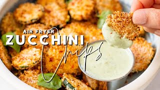 Air Fryer Zucchini Chips with Vegan Basil Aioli | Vegan Air Fryer Recipe | This Savory Vegan