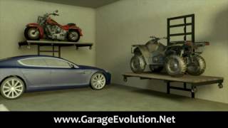 Garage Evolution Store-It Lift System. www.GarageEvolution.net Contact us at email: Info@GarageEvolution.net.