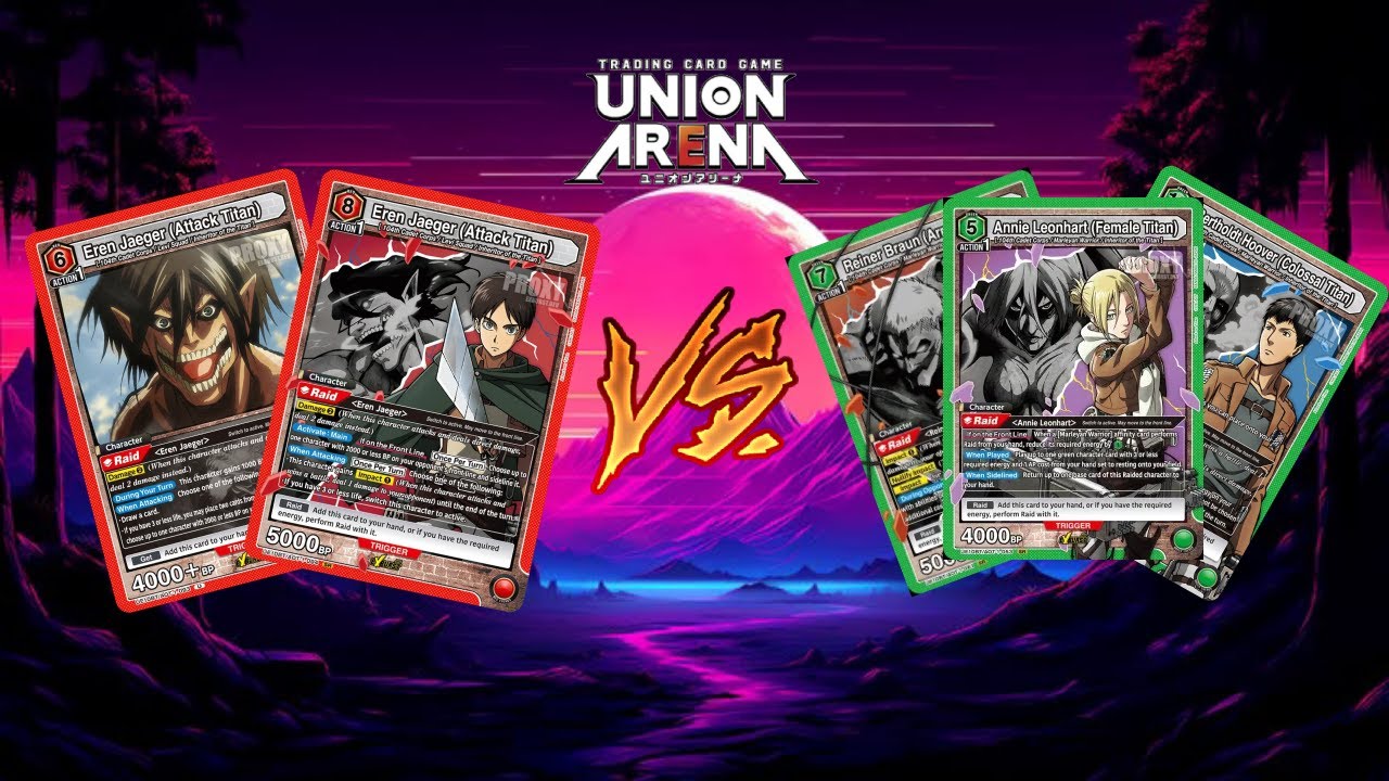 Union Arena - Red Attack Titan  vs Green Marleyan Warriors (Cardboard Kitsune Sim)