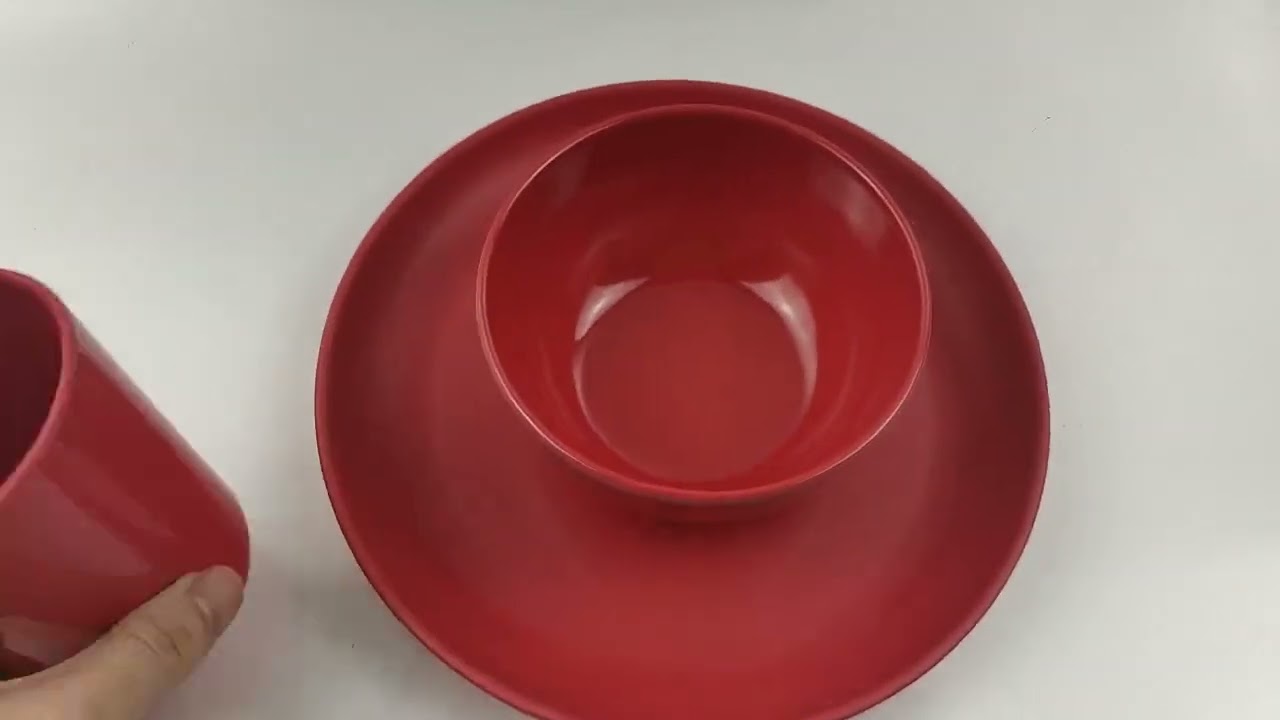 Reusable Red Bamboo Dinnerware Sets