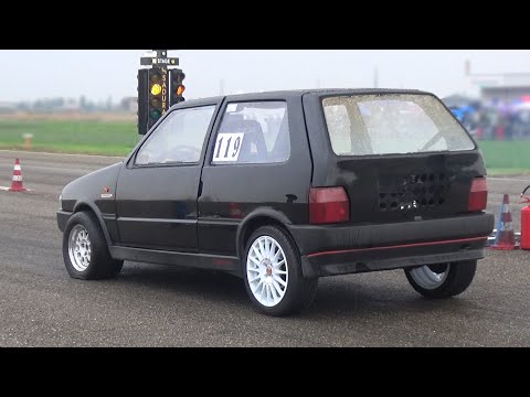 400HP Fiat Uno Turbo - Burnouts, Rev Limiters & Full Throttle Accelerations  on the Airstrip! 