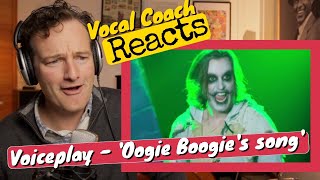 Video thumbnail of "Vocal Coach REACTS - VoicePlay 'Oogie Boogie's Song' (Geoff Castellucci - A Cappella)"
