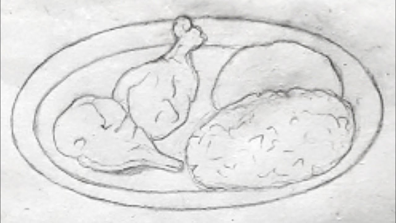 Chicken leg piece and rice drawing fast easy #food #drawing - YouTube