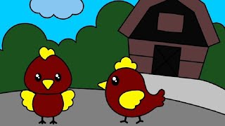 Happy Chickens Farm Scene Kids Coloring Page