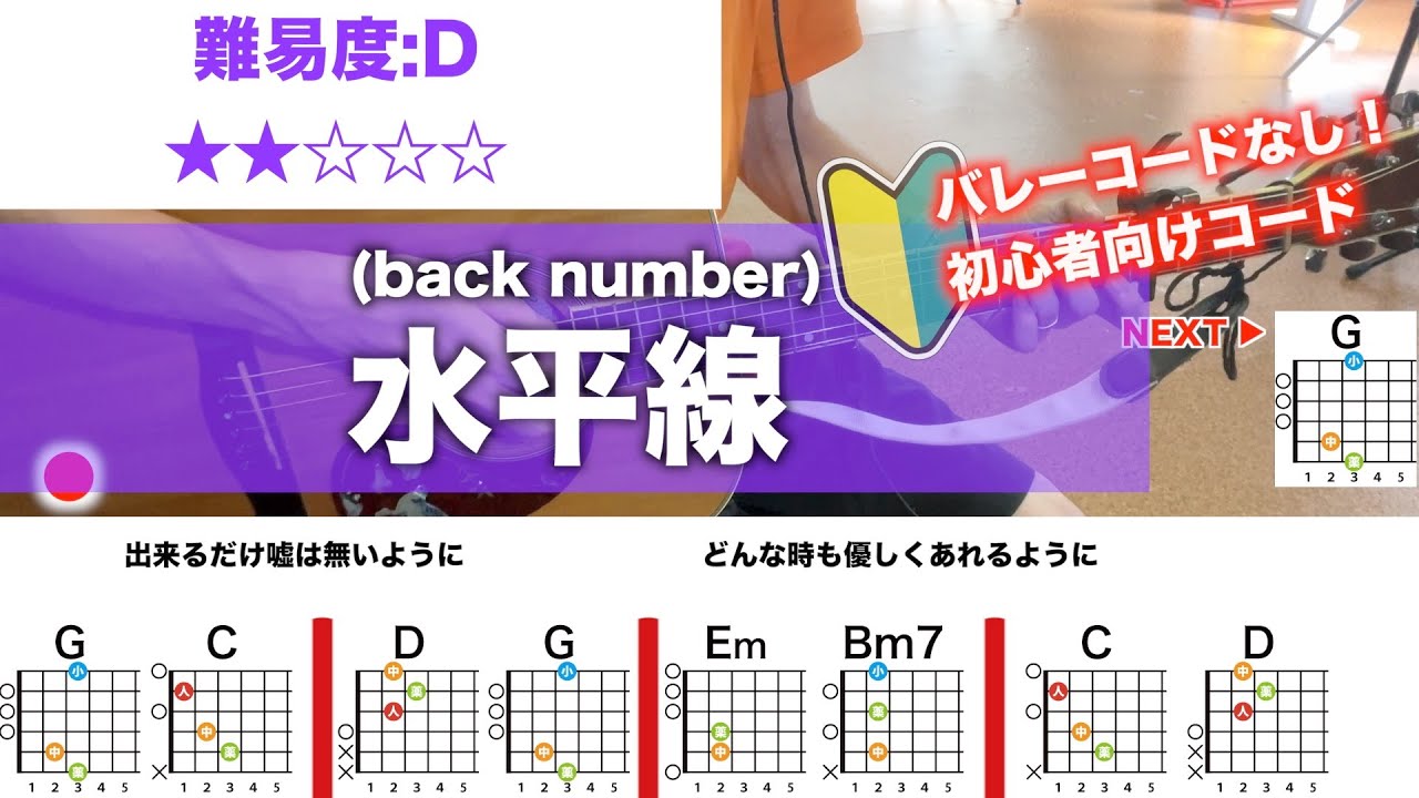 【フル】水平線/back number-初心者向け簡単ギターコードで弾き語り