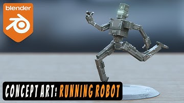 Concept Art Modeling in Blender: Running Robot #b3d