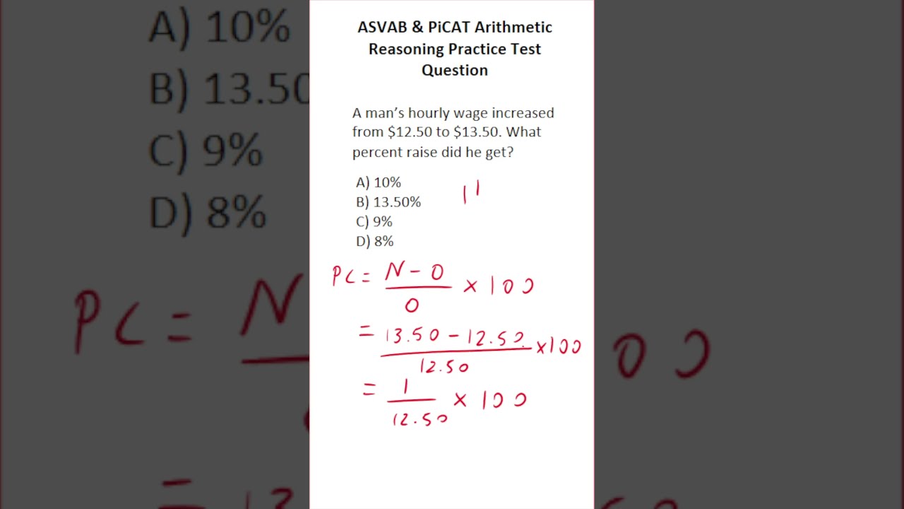 ASVAB PiCAT Arithmetic Reasoning Practice Test Q Percent Change Acetheasvab With Grammarhero