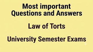 Law of Torts | Important Q&A | Formula to Top LLB Sem 2 Exam! 