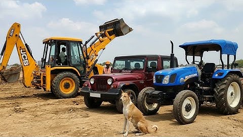 New JCB 3DX Backhoe mud Loading Trolley in Mahindra Arjun Tractor and Tipper video 