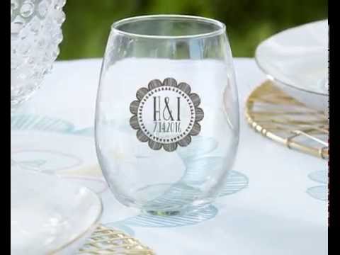 Personalized Stemless Wine Glass Wedding Favors Youtube