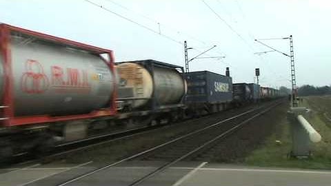 Derouted Railion(DB Schenker)intermodal train at Breyel,Germany,March 1,2009