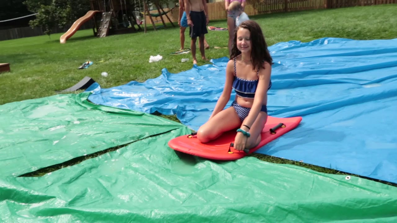 My friends Tanner, Bridget, Jared, and I build a giant slip n' slide a...