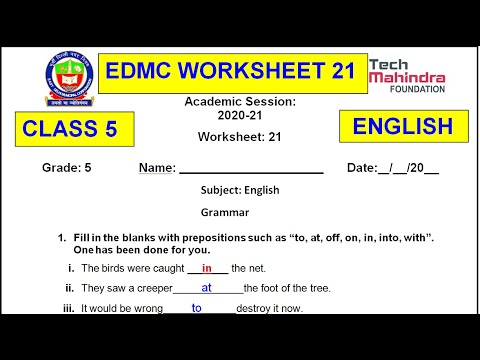 edmc worksheet 21 english grammar class 5 youtube