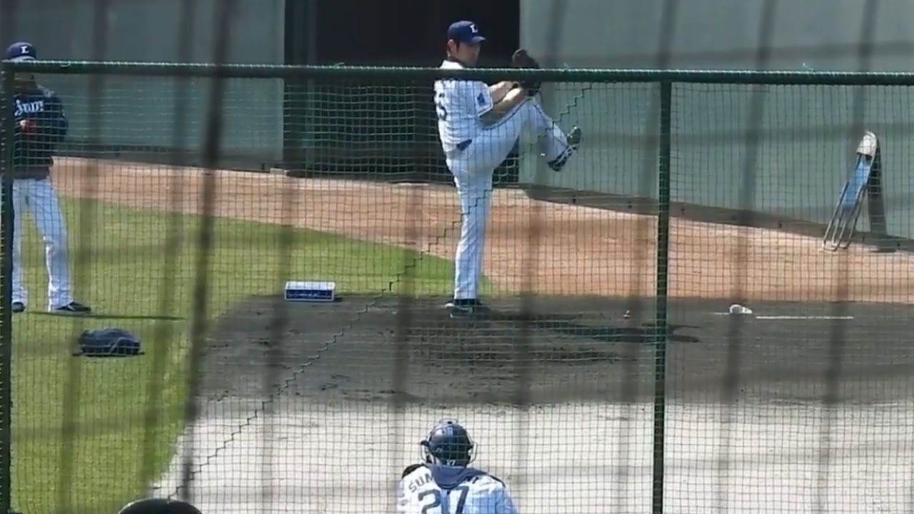 新エース 西武 菊池雄星 ブルペン 投球練習 ストレート カーブ スライダー フォーク 等 17 対 楽天 練習試合 Youtube