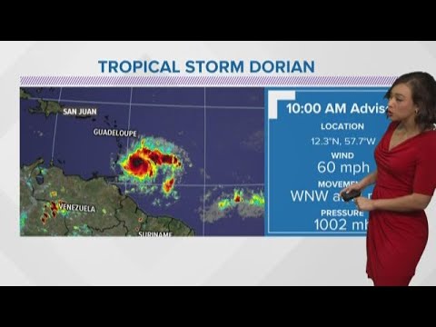 weatherbug Tropical Storm Dorian could become a hurricane by Monday evening