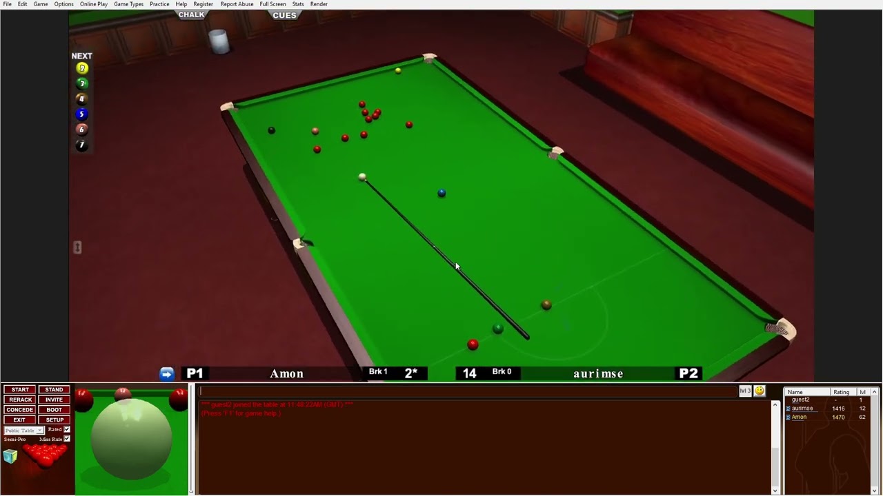 iSnooker - watching a game of online snooker in 3D
