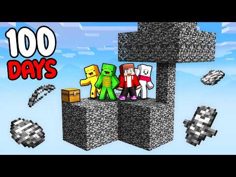 Mikey and JJ Friends Survive 100 Days on Bedrock Skyblock (Minecraft & Maizen)
