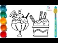 How to Draw Ice Cream for Beginners | Simple Icecream Drawing and Coloring | Step by Step