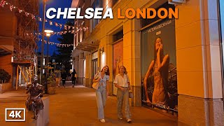 Chelsea at Night | Evening Stroll Through London's Posh Streets | Sloane Square to King’s Road | 4K