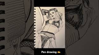 Pen drawing pin up style #alternativefashion #pinup #pinupstyle #art #artist #latex #fishnets