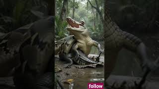 Giant Paython Attacks crocodile #crocodile #alligator #snake