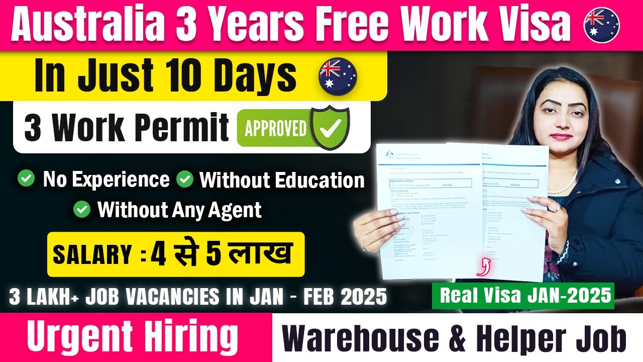 🇦🇺 Australia Free Work Permit Visa 2025 | 3 Australia Work Permit ...