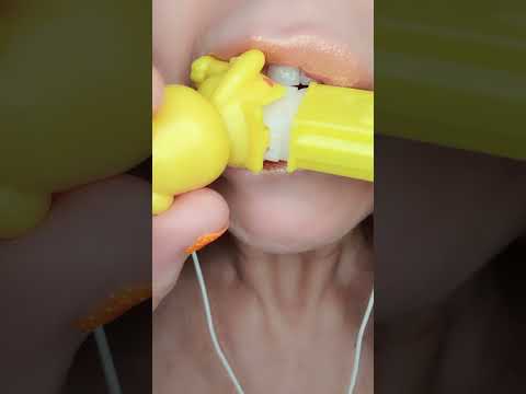 ASMR Satisfying Eating Yellow Care Bears Pez #carebears #asmr #satisfying #asmrrelax