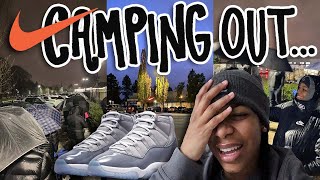 CAMPING OUT AT THE NIKE EMPLOYEE STORE FOR THE AJ11 COOL GREY 2021 | KoriMaria
