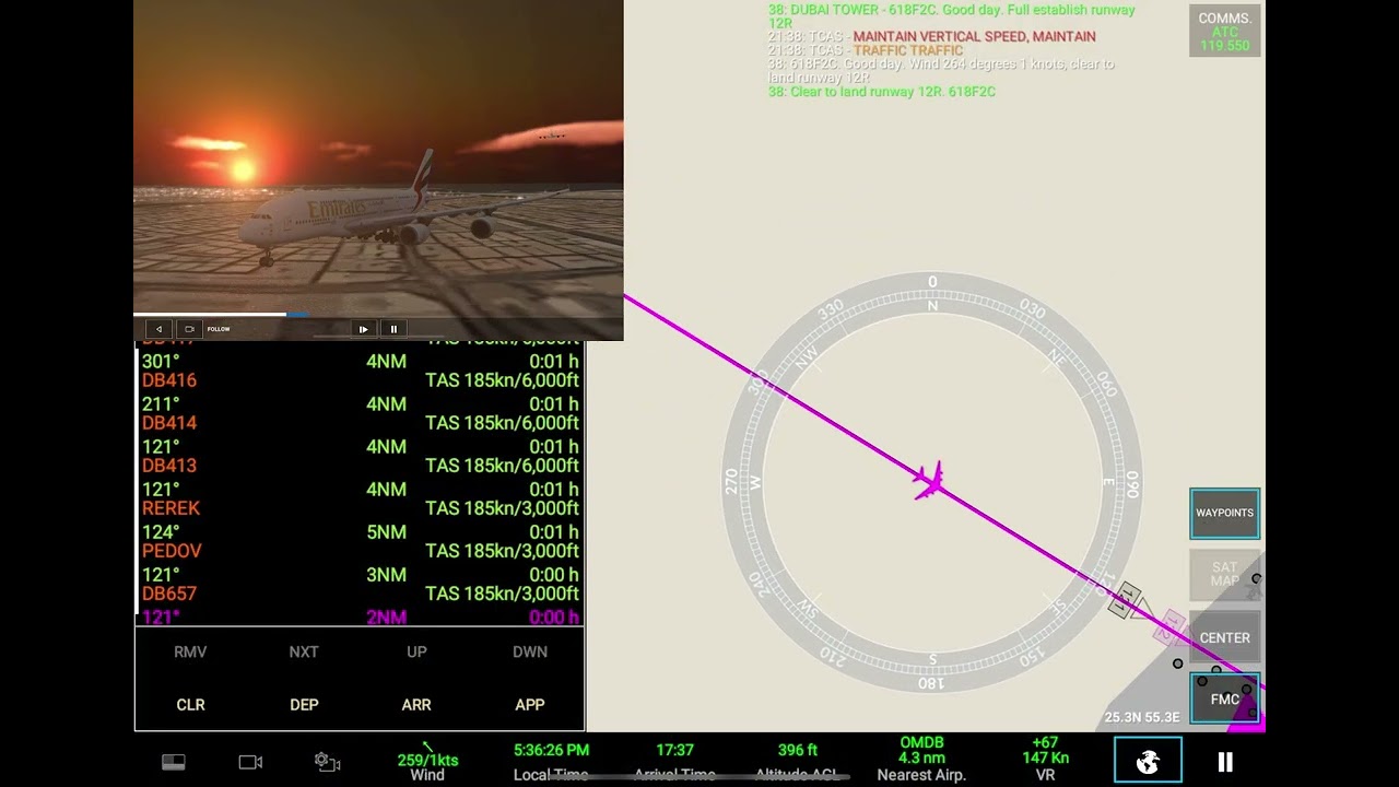 Landing at Dubai international airport. 