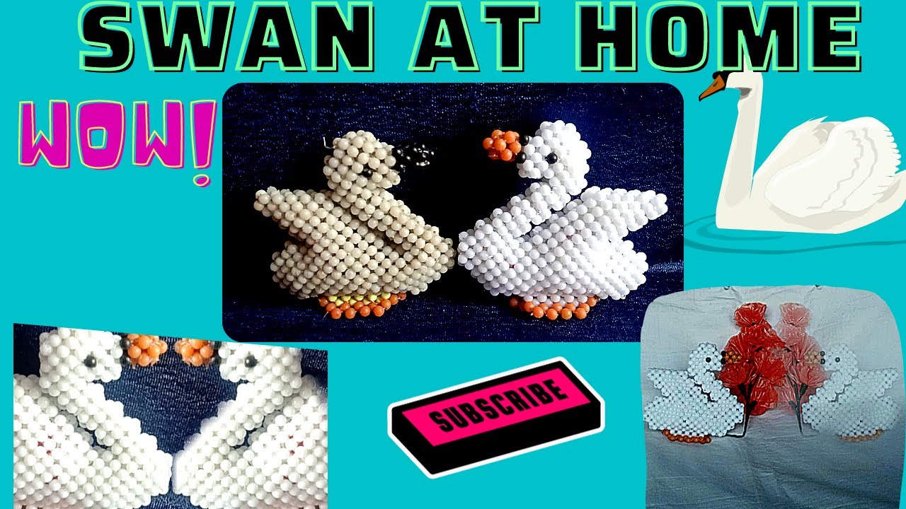 How to make Beautiful white swan  with pearls easy and simple Sc²