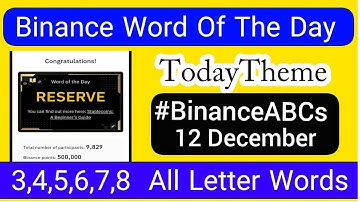 Binance Word of the Day Answer Today 12 December 2025 | Theme #BINANCEABCS | Binance Crypto WODL ANS