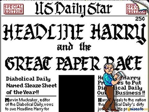 Headline Harry and The Great Paper Race gameplay (PC Game, 1991)