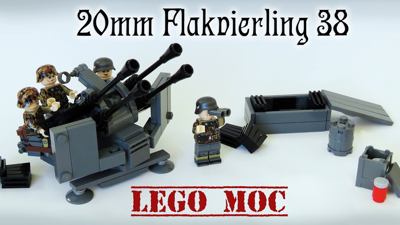Moc Lego Ww2 mm Flakvierling 38 Anti Aircraft Gun German Army Flak 38 Build Instructions Youtube