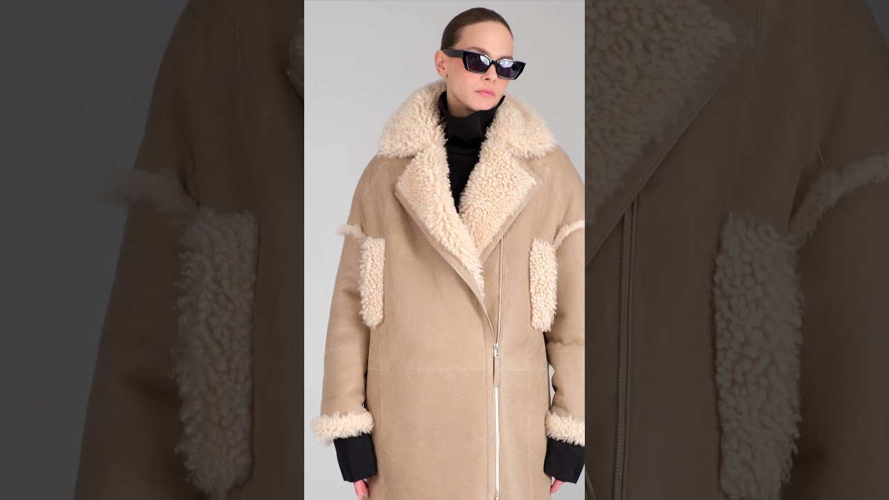 77010 дубленка кимоно удлиненная