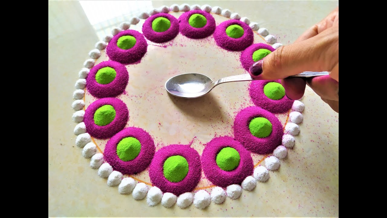 Simple rangoli design spoon l rangoli l easy rangoli designs with ...