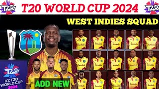 West Indies Squad for T20 World Cup 2024|ICC T20 World Cup squad  for West Indies 2024|wi squad T20