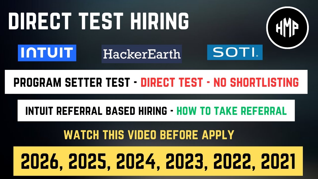 Direct test hiring | Internship for freshers | Off campus hiring | 2024 ...