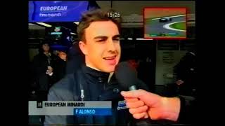 2001 F1 San Marino GP-FP1 - Fernando Alonso (Minardi) interview