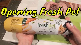 Opening Fresh Pet Dog Food Cutting