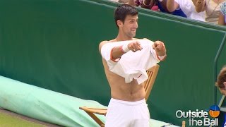 It seems every time novak djokovic decides to take his top off, we're
there capture it! this time, he's even convinced richard gasquet join
the shirtle...