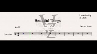 Benson Boone  Beautiful Things Drum Score [ Drum Sheet Music Play Along ]