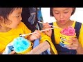 ミニオンのかき氷食べたよ まーちゃんは青いかき氷が好き