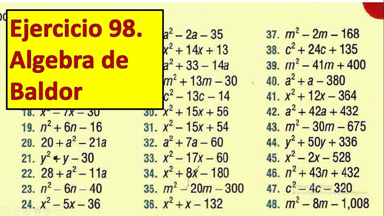 Ejercicio 98 Aurelio Baldor. Factorizar Trinomio de la forma x2 +bx +c.