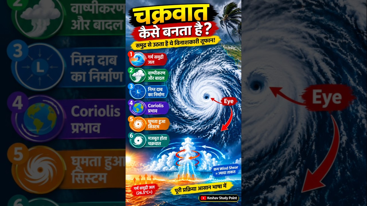 चक्रवात बनने की पूरी प्रक्रिया | Cyclone Formation ! #shorts #viral #trending #youtubeshorts