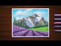 Lavender Field Oil Pastel Drawing for Beginners step by step